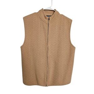 Woolrich Womens Vest Sz XL Tan 100% wool Full Zip~Mock Neck Preppy Academia Work